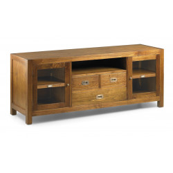 Meuble TV 3 Tiroirs Bois Bronze Marron 150x45x60cm