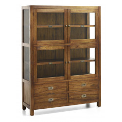 Geschirrschrank mit 4 Schubladen Holz Bronze Braun 115x40x155cm