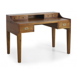 Bureau 6 Tiroirs Bois Bronze Marron 125x70x78cm