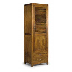 Armoire 2 Tiroirs Bois Bronze Marron 65x50x200cm