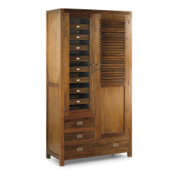 12-Drawer Wardrobe Brown Bronze Wood 108x50x200cm