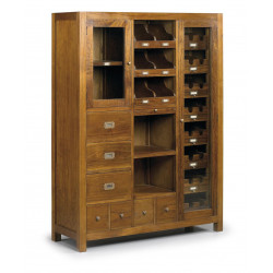 7-Drawer Bottle Storage Unit In Brown Bronze Wood 120x40x155cm