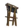 Hocker Holz Leder Braun 48x40x45cm