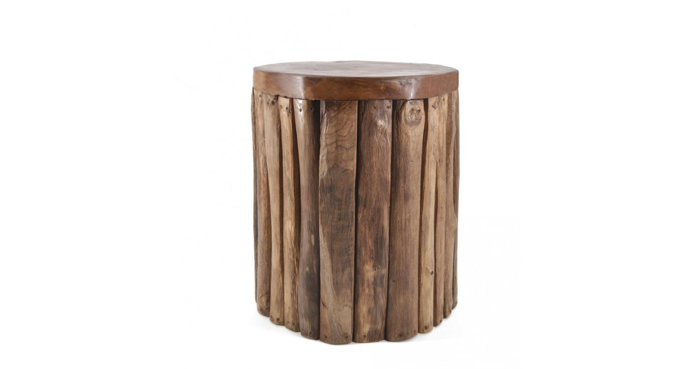 Hocker Rund Holz Braun 35x35x45cm