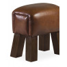 Tabouret Bois Cuir Marron 42x30x45cm