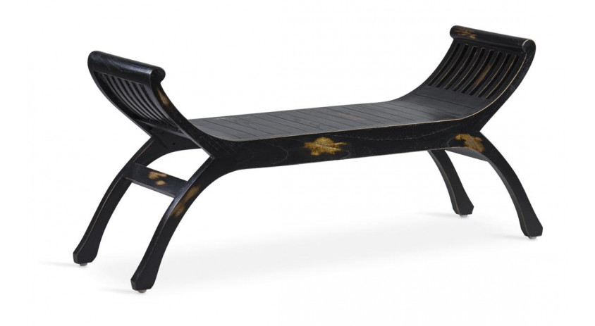 Banc 2 Places Bois Noir 120x37x60cm