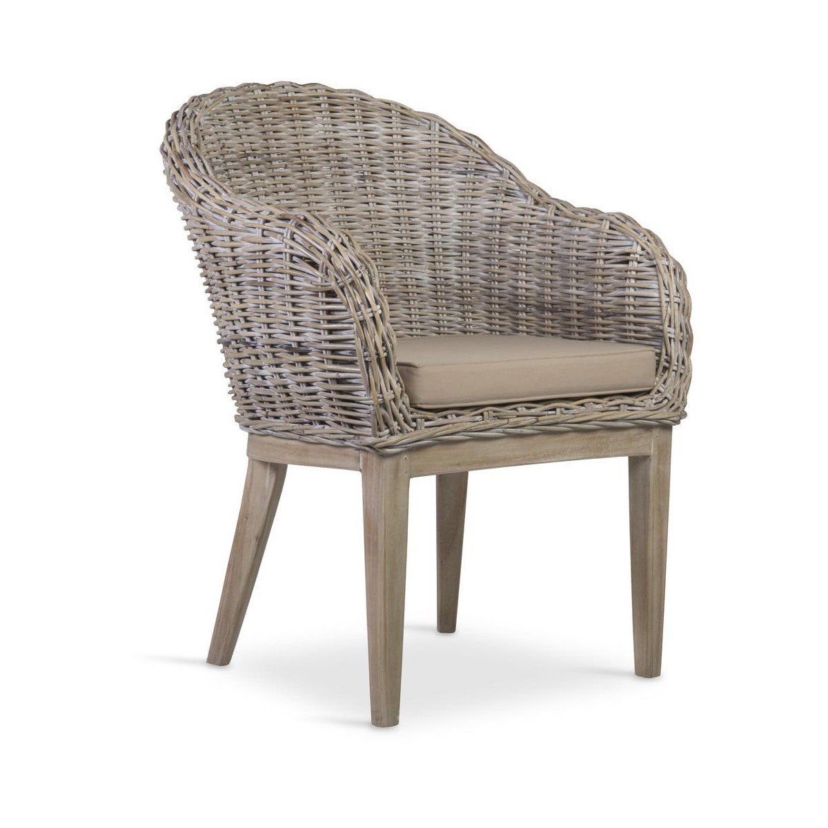 Fauteuil Bois Rotin Marron 68x66x88cm