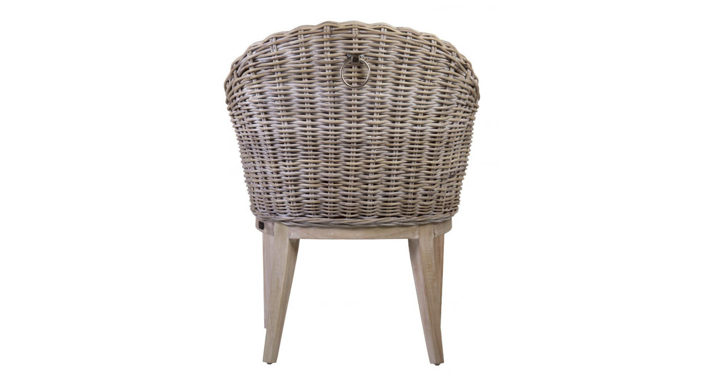 Fauteuil Bois Rotin Marron 68x66x88cm