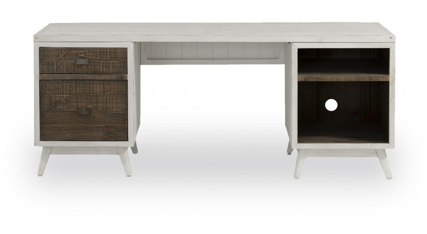 Bureau 2 Tiroirs Bois Blanc 182x70x72cm