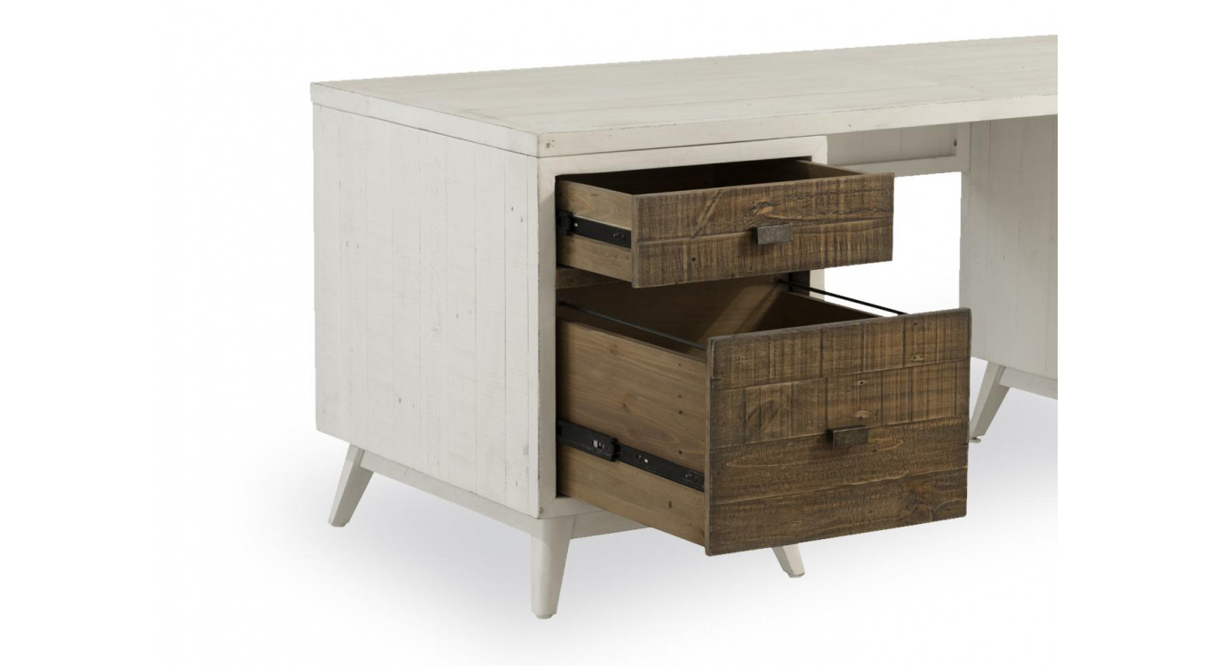 Bureau 2 Tiroirs Bois Blanc 182x70x72cm