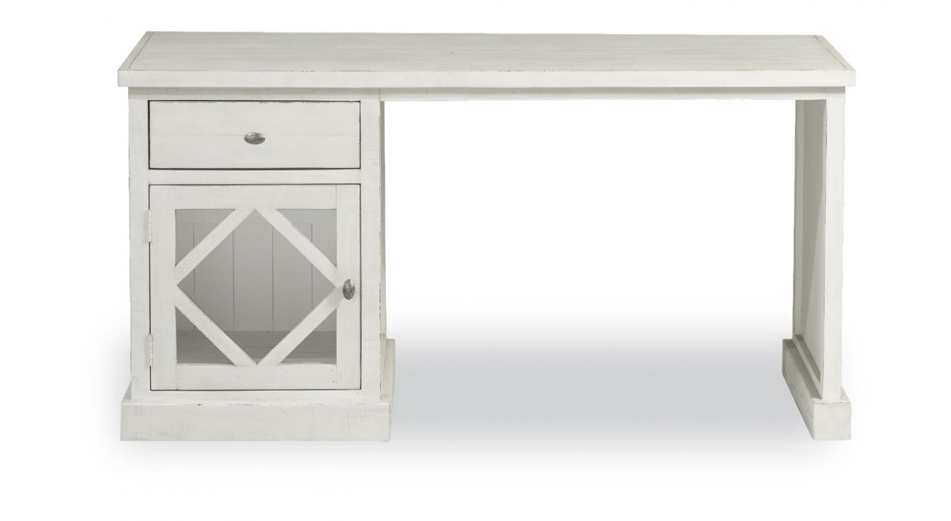 Bureau 1 Tiroir Bois Blanc 152.5x62.5x78.5cm