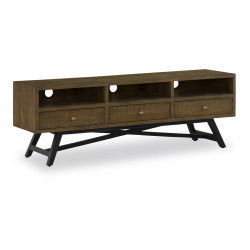 Meuble TV 3 Tiroirs Bois Marron 180x43.5x60cm