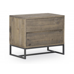 Table De Chevet 2 Tiroirs Bois Marron 66x40.6x55.8cm