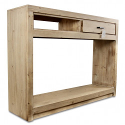 Console 1 Tiroir Bois Naturel 142x40x106cm