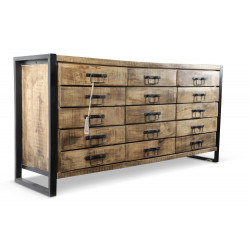 Truhe 15 Schubladen Holz Braun 160x45x81cm