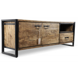 Meuble TV 1 Tiroir Bois Marron 170x45x60cm