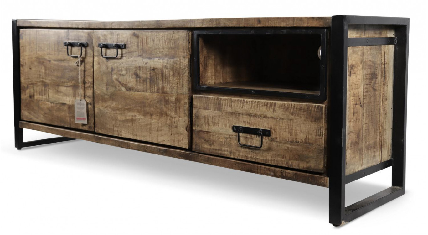 Meuble TV 1 Tiroir Bois Marron 170x45x60cm