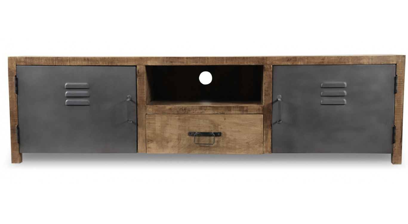 Meuble TV 1 Tiroir Bois Marron 180x40x50cm