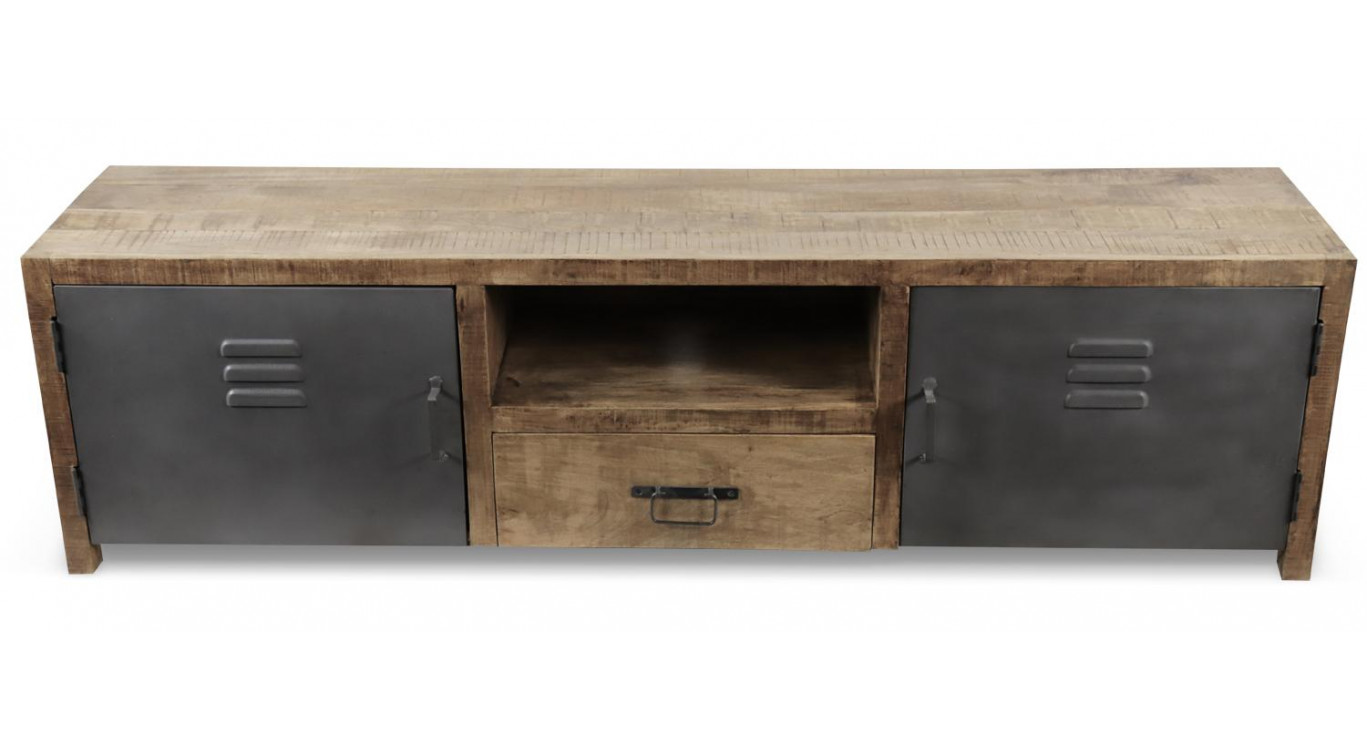 Meuble TV 1 Tiroir Bois Marron 180x40x50cm