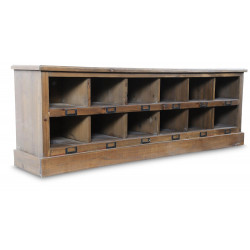 Meuble Bas Rangement Bois 12 Rangements 154.5x32x53cm