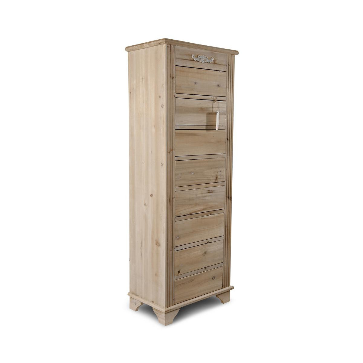 Schreibtischschublade mit 8 Schubladen Nacktes Holz 54.5x33x146.5cm