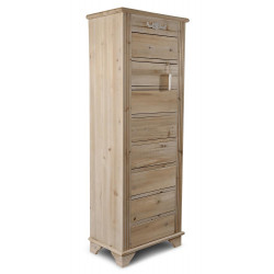 Chiffonnier 8 Tiroirs Bois Nu 54.5x33x146.5cm