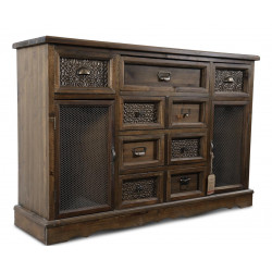 Buffet 9 Tiroirs Bois 124.5x34x82cm