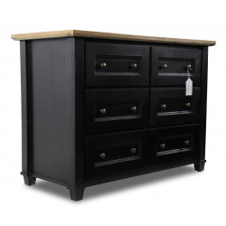 Commode 6 Tiroirs Bois Noir 100x49x73.8cm