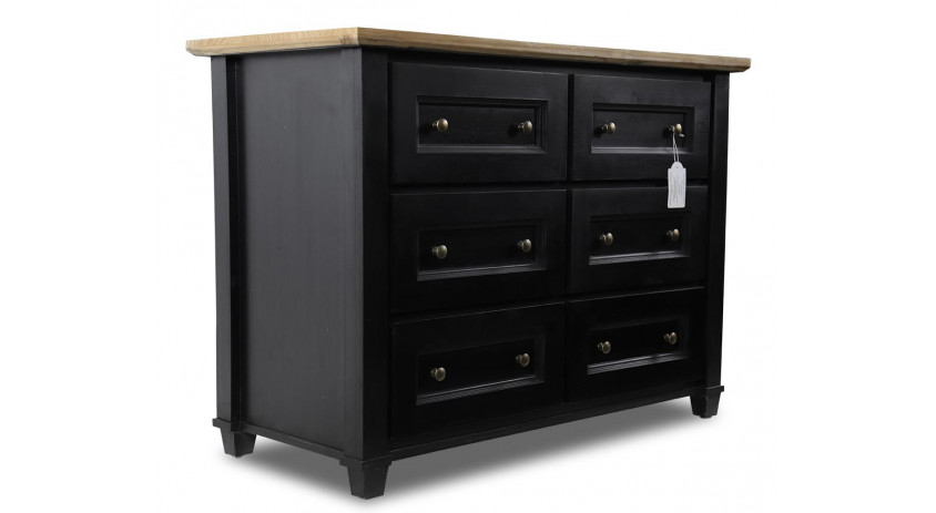 Commode 6 Tiroirs Bois Noir 100x49x73.8cm