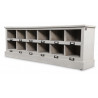 Meuble Bas Rangement Bois Cerusé Blanc 12 Rangements 154.5x32x53cm