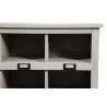 Meuble Bas Rangement Bois Cerusé Blanc 12 Rangements 154.5x32x53cm