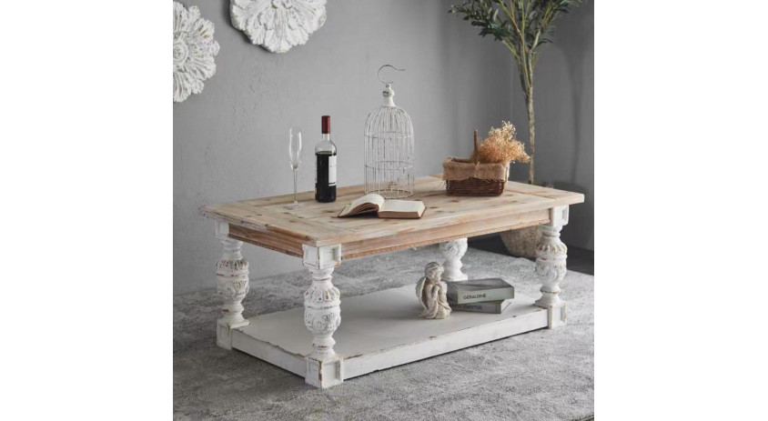 Table Basse Bois Blanc 120x70x50cm