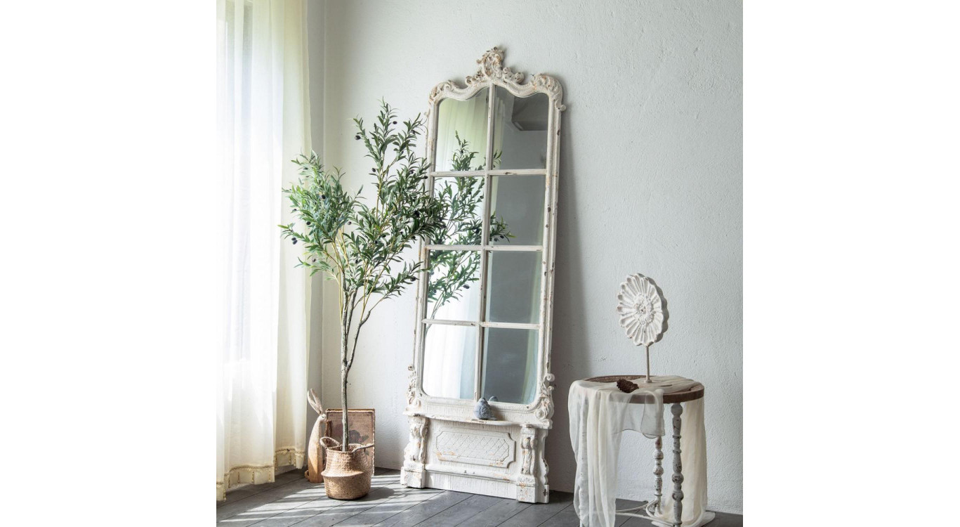 Grand Miroir Bois Blanc 76x13x215cm