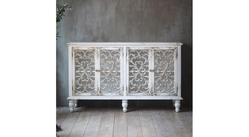 Buffet 4 Tiroirs Bois Blanc 152x40x91.5cm