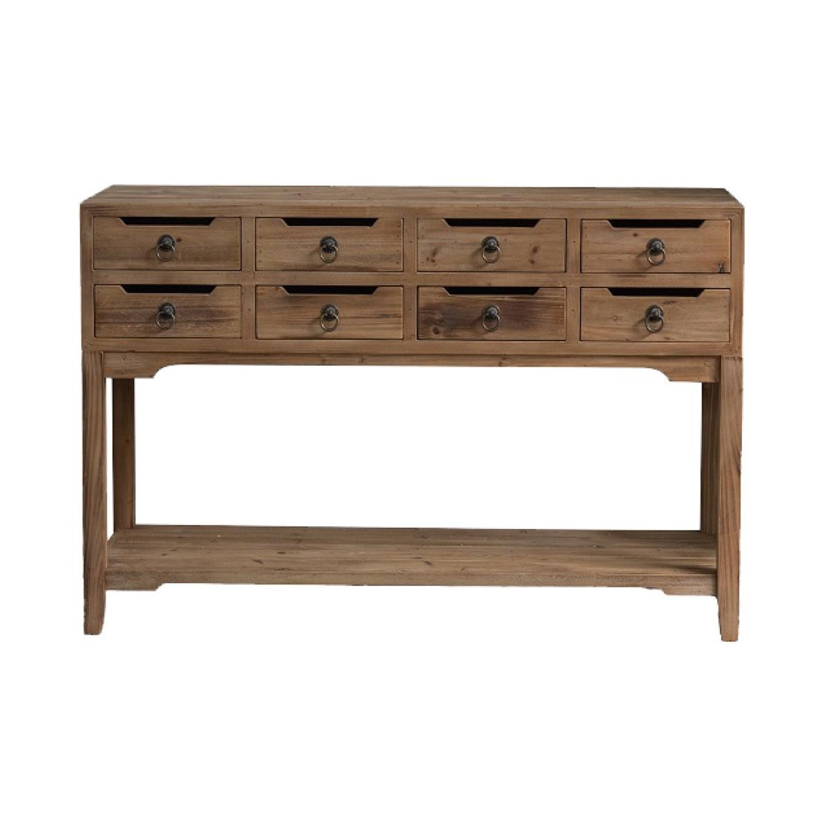 Console 8 Tiroirs Bois Marron 120x38x80.5cm