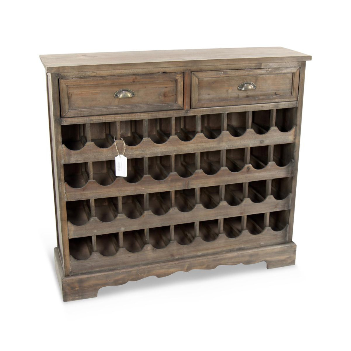 Meuble Rangement Vins Bois 2 Tiroirs 108.5x30.5x98.5cm