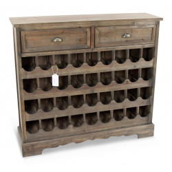 Meuble Rangement Vins Bois 2 Tiroirs 108.5x30.5x98.5cm