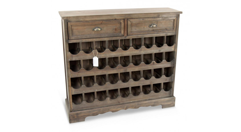 Meuble Rangement Vins Bois 2 Tiroirs 108.5x30.5x98.5cm