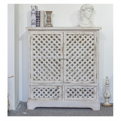 Buffet 2 Tiroirs Bois Blanc 90x36x100cm