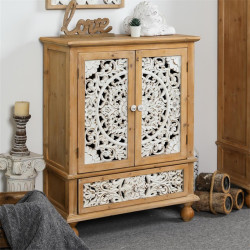 Sideboard 1 Schublade Holz Braun 80x36x101cm