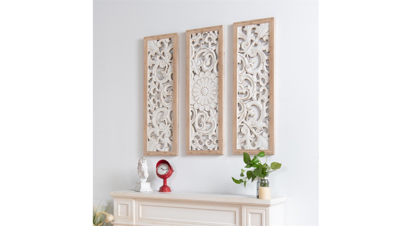 Triptyque Bois Blanc 93.3x3x93.5cm