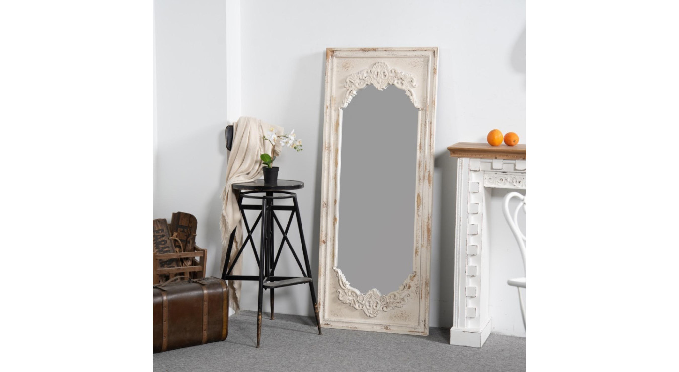 Grand Miroir Bois Blanc 60x4x150cm