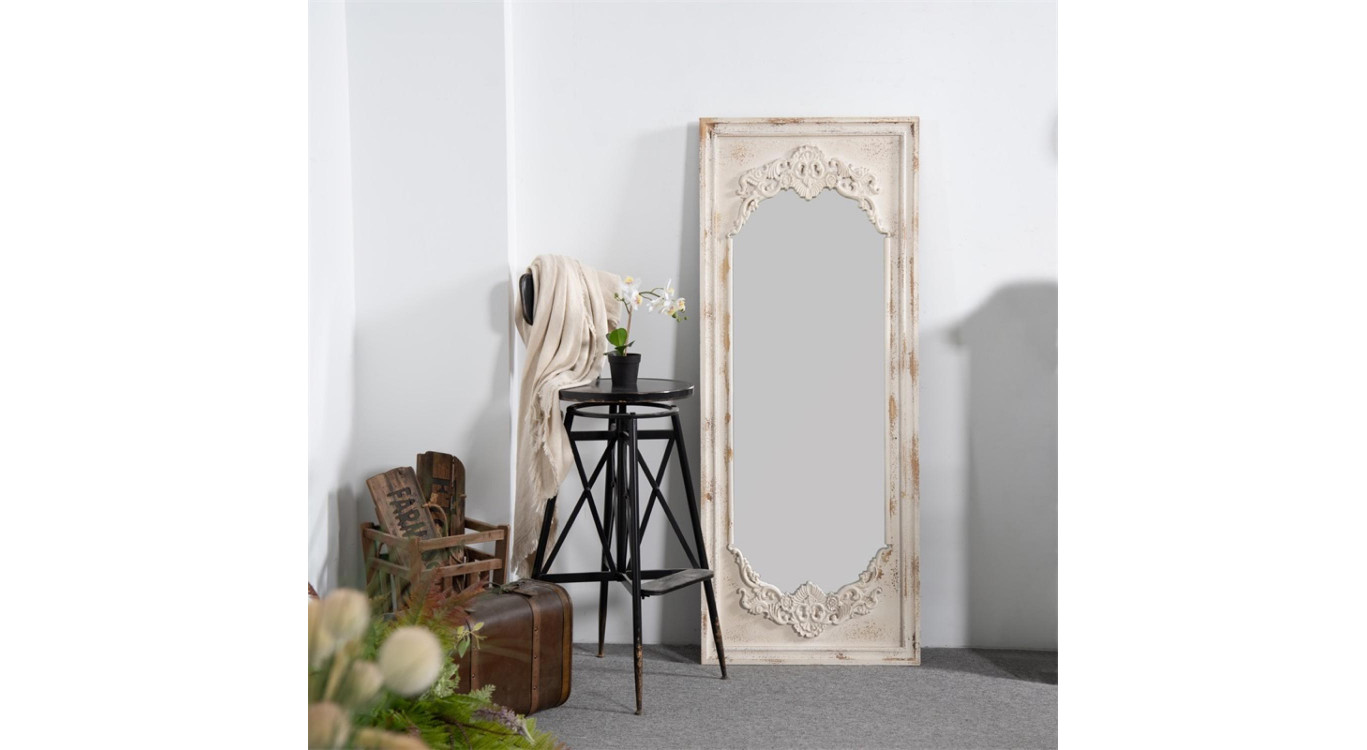 Grand Miroir Bois Blanc 60x4x150cm