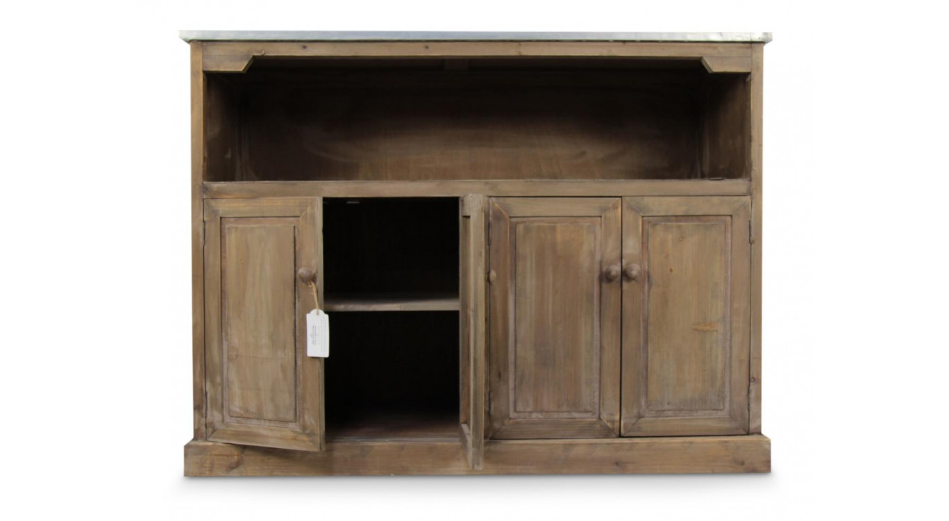 Unterschrank Aufbewahrung Holzplatte Zink 119x47x90cm