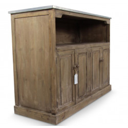 Unterschrank Aufbewahrung Holzplatte Zink 119x47x90cm