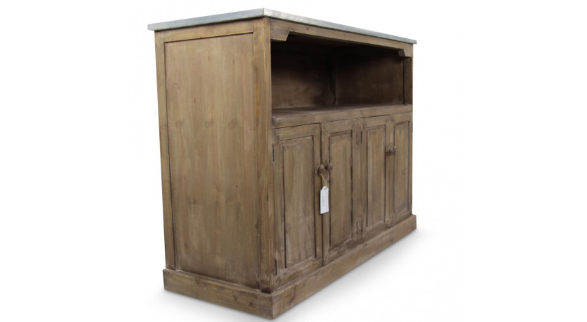 Unterschrank Aufbewahrung Holzplatte Zink 119x47x90cm