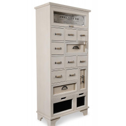 Chiffonnier 12 Tiroirs Bois Blanc 71.5x34x152.5cm