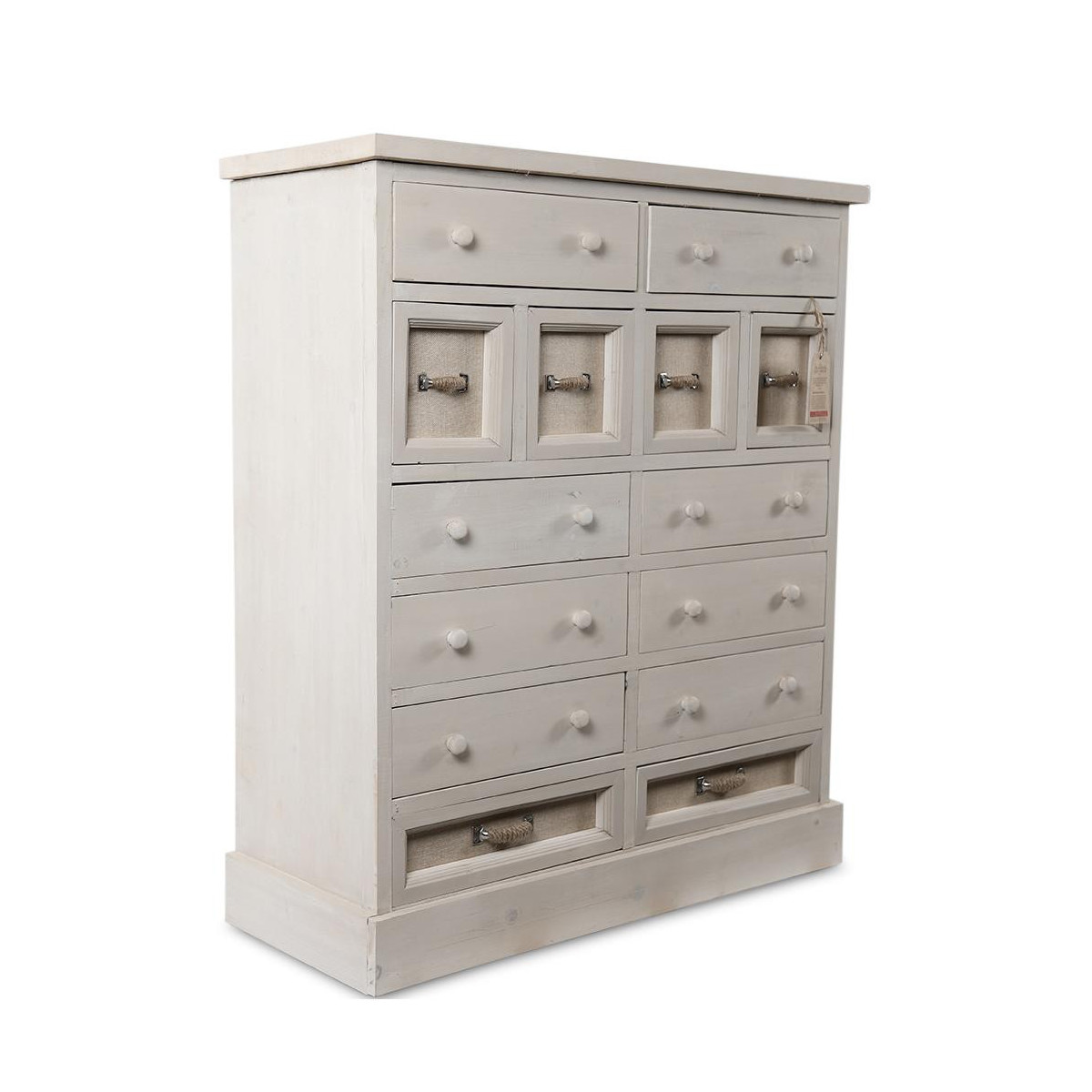 Commode Grainetier 14 Tiroirs Bois Blanc 85x33x98.5cm