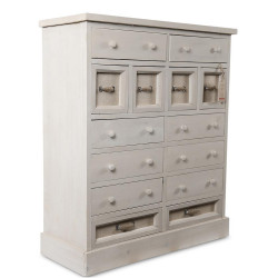 Commode Grainetier 14 Tiroirs Bois Blanc 85x33x98.5cm