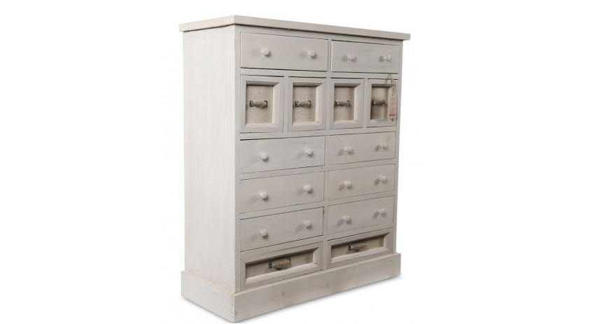 Commode Grainetier 14 Tiroirs Bois Blanc 85x33x98.5cm